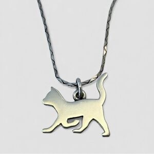 James Avery Retired Sterling Silver Cat Necklace (Charm & Italian 925 Chain) HTF